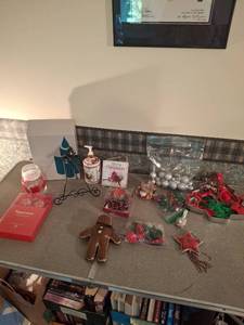 lot 1448 image: Christmas Holiday Decor Lot - Ornaments, Cookie Cutters, Candles, Decorations