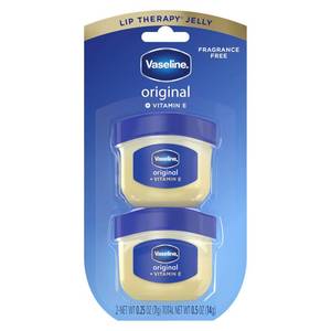 lot 39143 image: Vaseline Lip Therapy Original Mini Lip Balm, Hydrating Dry Lips 0.5oz 2ct - Retail $6