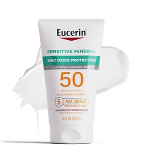 lot 39187 image: Eucerin Sun Sensitive Mineral Sunscreen Lotion, Face, Body, SPF 50, 4 FL OZ - Retail $19