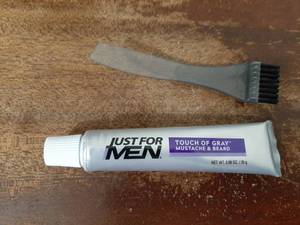 lot 39219 image: JUST FOR MEN Touch of Gray Mustache & Beard, Dark Brown & Black (1 Pack)(brush is chipped, see picture for refernce) - Retail $10