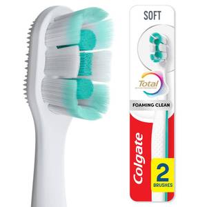 lot 39220 image: Colgate Total Foaming Clean Toothbrush, Soft, White, 2 Pack - Retail $7