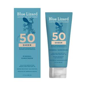 lot 39232 image: Blue Lizard Australian Sheer Body Mineral Sunscreen Lotion, SPF 50, 3 fl oz - Retail $17