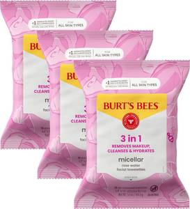 lot 39261 image: Burt��s Bees Micellar Rose Water Facial Towelettes, 30 ct., 3 Pack - Retail $16