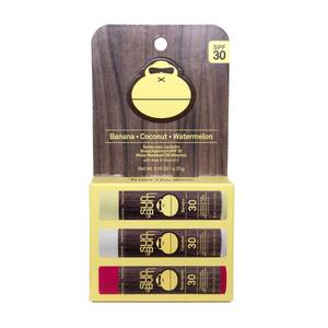 lot 39290 image: Sun Bum SPF 30 Sunscreen Lip Balm, 3 Flavor Variety Pack - 0.15 oz (3-Pack) - Retail $10
