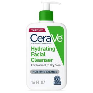 lot 39339 image: CeraVe Hydrating Cleanser with Hyaluronic Acid, Face Wash for Dry Skin,16oz - Retail $14