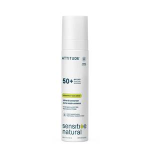 lot 39351 image: ATTITUDE Sensitive Skin Mineral Sunscreen Lightweight Lotion SPF 50, Broad Spectrum Zinc Oxide, EWG Verified, Non-Nano, Water-Resistant, Non-Greasy for Face & Body, Unscented, 3 Oz - Retail $24