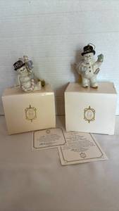 lot 1030 image: Lenox Classics Snowman Ornament Collection 2 Pieces 2003 2004