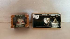 lot 1033 image: Pfaltzgraff Christmas Heritage Ornament Lot Double Bell Heart Tree 3-Piece