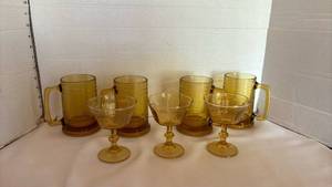 lot 1049 image: Amber Glass Drinkware  Mugs Goblets