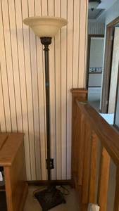lot 1134 image: Floor Lamp Torchiere with Frosted Glass Shade 70 inches tall
