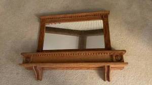 lot 1136 image: Oak Wood Framed Wall 17x30 with Shelf 9 x 36x5