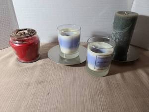 lot 2015 image: Candles and holders.