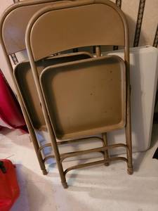 lot 2048 image: Lifetime 5ft folding table and 2 metal folding chairs