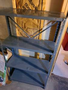 lot 2108 image: Grey metal shelving, 57x30x12