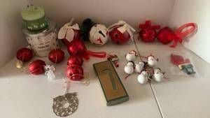 lot 3408 image: Christmas ornaments and candles