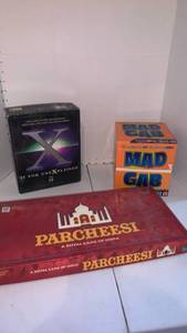 lot 3505 image: Lot of 3 Board Games X is for Unexplained, Mad Gab, Parcheesi