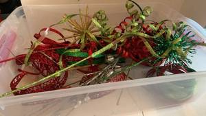 lot 3528 image: Christmas decorative picks in bin