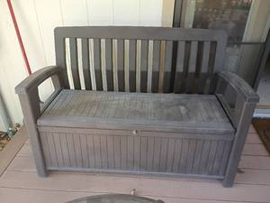 lot 4100 image: Ketch Outdoor Storage Bench.  35 x 52 x 21