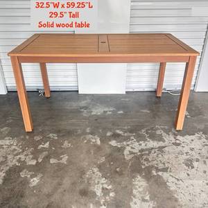 lot 4 image: Wood Outdoor Dining Table 32.5W x 59.25L x 29.5H