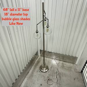 lot 6 image: Floor Lamp 68 Tall Three-Light Bubble Glass Shades 18 Diameter