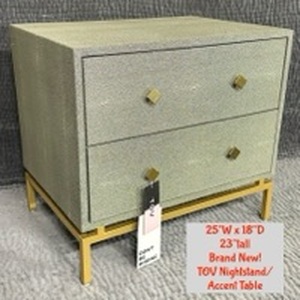 lot 14 image: TOV Nightstand Accent Table 25W x 18D x 23H Two Drawer - New