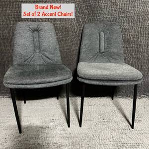 lot 23 image: New Set of 2 Accent Chairs Gray Upholstered 33 inch