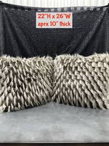 lot 34 image: Faux Fur Throw Pillow pair 22H x 26W Approximately 10 Thick
