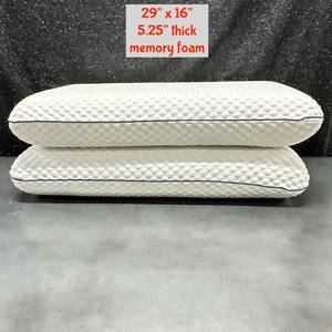 lot 36 image: Weekender Gel Memory Foam Pillows Queen 29 x 16 x 5.25 Thick Set of 2