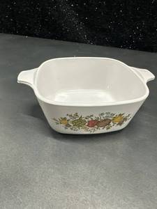 lot 49 image: Corning ware Ceramic Baking Dish with Vegetable Motif and Handles