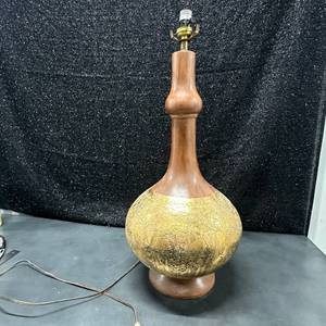 lot 61 image: Turned Table Lamp with Embossed Brass design