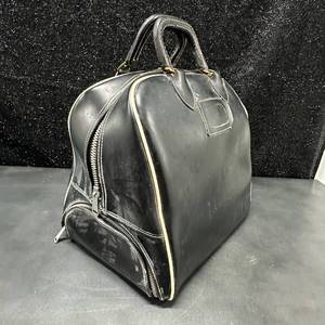 lot 64 image: Black Leather Bowling Bag with White Trim and Handles & Ball