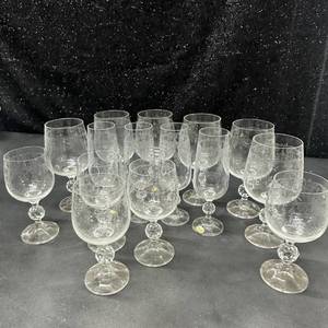 lot 65 image: Bohemia Crystal Glassware Lot 15 Pieces Made in Czechoslovakia