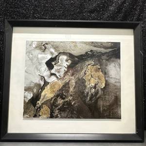 lot 77 image: 28x24 Framed Abstract Landscape Photograph with Gold Leaf Accents