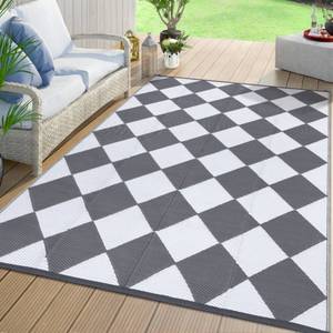lot 92 image: New Modern Geometric Outdoor - Rug 8x10 - Gray and White