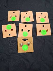 lot 10 image: Lot of 7 Pairs Stud Earrings with Rhinestones and Colored Stones