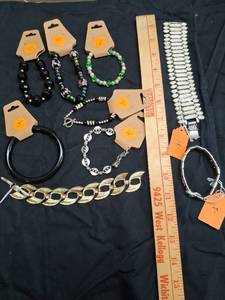 lot 42 image: Jewelry Lot 9 Beaded Bracelets Necklaces Chain.