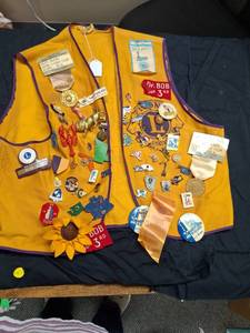 lot 65 image: Lions Club Sash with Badges, Pins, and Memorabilia Collection.