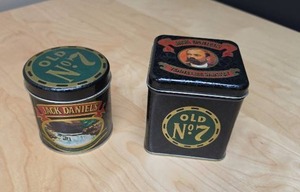 lot 78 image: Jack Daniels Old No. 7 Tennessee Whiskey Collectible Tin Containers Lot of 2.