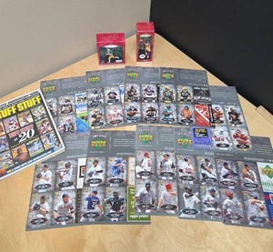 lot 89 image: Tuff Stuff Magazine, Tuff Stuff Upper Deck Football and Baseball Card sheets, Joe Montana and Magic Johnson Hallmark Ornaments