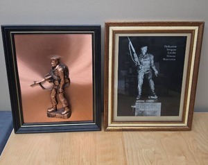 lot 109 image: Military Themed Framed Wall Art - Copper 3-D Green Beret and a Green Beret themed print