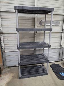 lot 684 image: 5-Shelf Plastic Storage Shelving Unit Gray 36 W x 17.5 D x 72 14