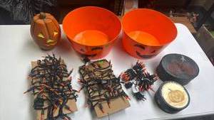lot 201 image: Halloween Decoration Lot, Light Strings, Decorative boxes, Decorative Pumpkin