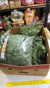lot 246 image: Box of Garland (multiple pieces and lengths) and a bag of flexible Christmas Tree Garland