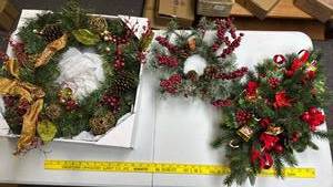 lot 247 image: Christmas Wreath, Wreath for Candle Holder, and a Centerpiece