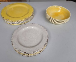 lot 815 image: Tommy Bahama Melamine - Microwave and Dishwasher safe dinner plates and bowls