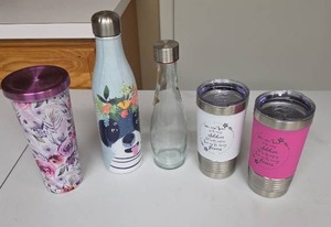 lot 820 image: Insulated Tumblers (2 are brand new) and Water Bottles