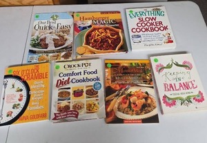 lot 821 image: Lot of 7 Cookbooks Hamburger, Slow Cooker, diet and more