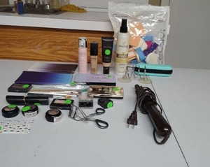lot 875 image: Beauty lot - make-up, hot styling brush, hair spray, make-up sponges, epilator shaver