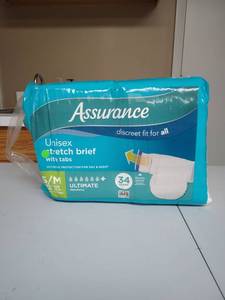 lot 876 image: Assurance Unisex Stretch Brief with Tabs SM 34 Count Ultimate Protection