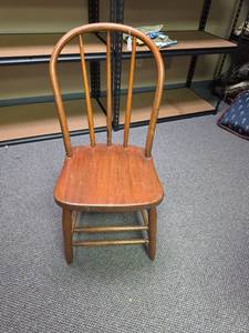 lot 310 image: Vintage Wooden Dining Chair with Curved Back and Seat - very good condition  16.5 W x 17 D x 33 H